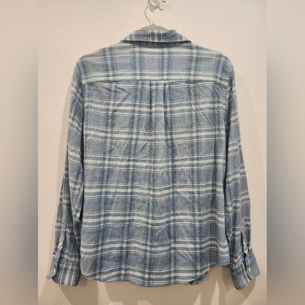 Faherty Blue White Flannel Button Down Legend Swe… - image 5